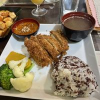 Fried chicken meal   at Reunion Cafe in Vientiane