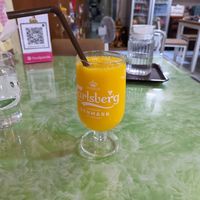 Mango shake at Reunion Cafe in Vientiane