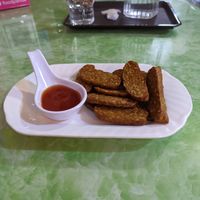 Crispy tempeh at Reunion Cafe in Vientiane