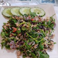 Larb pork at Reunion Cafe in Vientiane