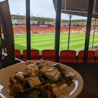 Greek salad with violife cheese at The Corner Flag in Blackpool