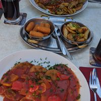 Schnitzel "Zigeuner Art" und "Teufel" mit Kroketten und Bratkartoffeln - sehr lecker! at Kum-Luk am Nordstrand in Dahme