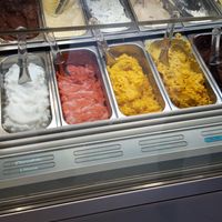 vegan fruit flavours like mango, lemon, strawberry, mixed berries, passion fruit plus dark chocolate at Gelateria Dal 1968 in Vernazza