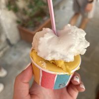 Lemon and passion fruit sorbet  at Gelateria Dal 1968 in Vernazza