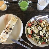 Veg chapati and tofu mixed veg at Cafe Karma in Rishikesh