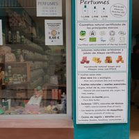 Sign outside the shop at Aromas in Benidorm