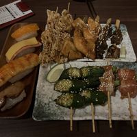 Sushi and BBQ dishes   at Makugawa Vegetarian Sushi in Taichung