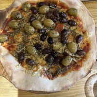 O live & basil pizza.   at Bacaro in Weymouth