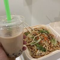 The noodle dish with the bubble tea  at Ma Ma Chen's in Belize City