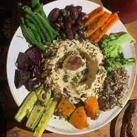 Hummus Buddha Bowl has egg, but if asked can be made vegan and comws with dark bread on the side at Mandala Society in Marrakech
