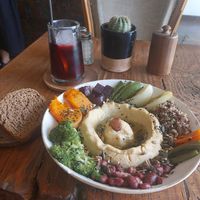 Hummus bowl at Mandala Society in Marrakech