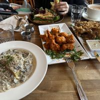 Polenta, cauliflower, blt and fried mushrooms  at cafegSC in Santa Cruz