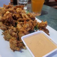 Fried mushrooms at cafegSC in Santa Cruz