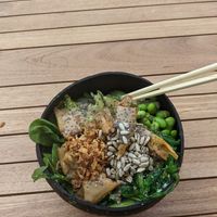 Assembled my own bowl with vegan chicken at Surfside Poké in Maastricht