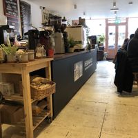 Cafe with vegan cake options  at Hermanos Colombian Coffee Roasters in South West London