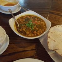 Chana palak with roti and rice at Gorkha Palace in Minneapolis