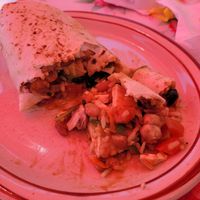 Veggie bean and rice burrito no cheese with tofu and avocado at The New Baking Company in Santa Fe