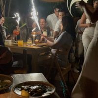 Fun super sweet fire drinks  at Funky Geisha in Cancun
