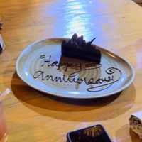 Gave us free cake for our anniversary but it wasn’t vegan 😆  at Funky Geisha in Cancun