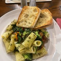 Pesto pasta with garlic breadd  at Cairngorm Hotel in Aviemore