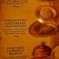 Veg menu at Soffy's Kitchen in Goreme