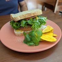 Milanese sandwich at Hipatia Café in Guadalajara