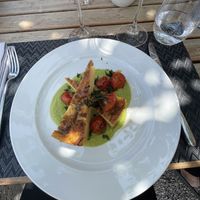 Cecina con pomodorini e purea di broccoli  at Bigatt in Paradiso