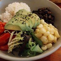 Burrito bowl (veganised) at Sunshine Cafe in Ollantaytambo