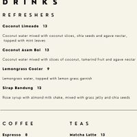 Drinks menu at The Vegan Place in Kuala Lumpur