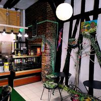 Counter + some of the tables at Hemp Food in Troyes