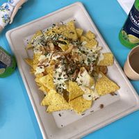 Nachos with the a vegan Brie sauce - delicious!  at Hemp Food in Troyes