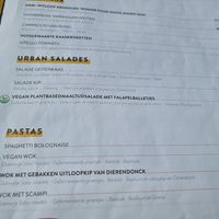 Vegan options clearly labelled at Urban Café in Beernem