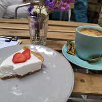 Order this Best ever vegan NYC cheesecake! And best coffee in Berlin. at Easy Peasy in Berlin