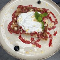 Dessert waffle was yummy!  at Easy Peasy in Berlin