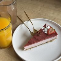 Raw cheesecake, very tasty and not too sweet.  at Easy Peasy in Berlin