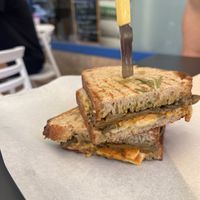 Melted vegan cheese, thyme aubergine, almond vegan pesto & rosemary on sourdough! Absolutely divine! 10/10  at Pantastic in Ibiza
