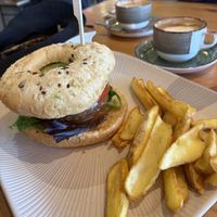 Vegan sandwich and oat coffee   at New York 3 in Benidorm