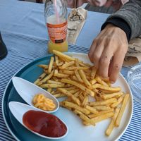 Truffles fries (not so tasty) at Fish and Grill Dunava in Vidin
