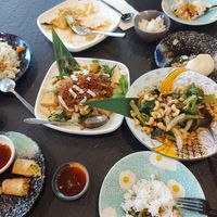 Vegetable fried rice (no egg), homestyle tofu (mostly eaten!), crispy tofu bao buns, salt and pepper tofu, spring rolls, wok charred cashew broccoli at Rise 88 Asian Fusion Food in Ulverstone