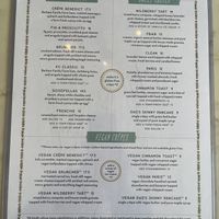 Vegan menu at bottom  at Seven Swans Creperie in Kansas City