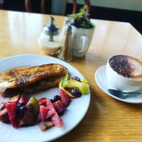 Vegan French toast and almond moka  at The Good Earth Cafe in Dunedin