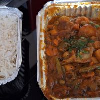 Mixed veg curry and boiled rice at Bombay Grill in Lanzarote
