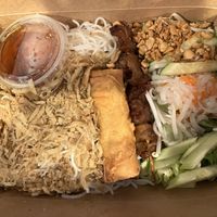 Vermicelli box with skewer and crisp roll  at Blossom Vegetarian in Renton