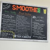 Full menu board   at The Shakery Smoothie Bar in Cedar Falls