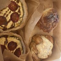 Cherry cruffin, almond croissant and tomato tarts  at Toast Bakery in Cwmfelinfach
