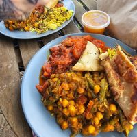 Samosa, Rajma Special Curry and Pilau Rice. at Masala Twist in Cromer