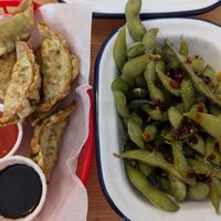 Gyozas and Edamame beans at Tam's Kitchen in Paignton