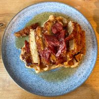 Seitan, bacon & maple syrup waffles  at Tam's Kitchen in Paignton