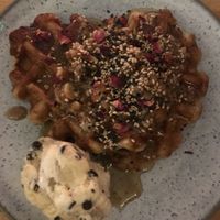 Baklava style waffles with ice cream - very tasty!😋  at Tam's Kitchen in Paignton