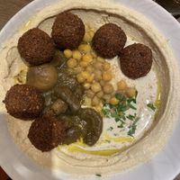 Hummus bowl complete with delicious falafel  at Hummus Bar - Oktober in Budapest